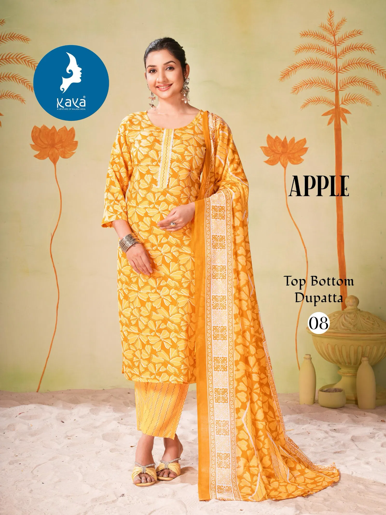 Apple By Kaya Rayon Printed Kurti With Bottom Dupatta Exporters In India